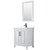 Wyndham WCV252530SWBWCUNSM24 Daria 30 Inch Single Bathroom Vanity in White, White Cultured Marble Countertop, Undermount Square Sink, Matte Black Trim, 24 Inch Mirror