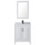 Wyndham WCV252530SWBCMUNSM24 Daria 30 Inch Single Bathroom Vanity in White, White Carrara Marble Countertop, Undermount Square Sink, Matte Black Trim, 24 Inch Mirror