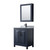 Wyndham WCV252530SBBCMUNSMED Daria 30 Inch Single Bathroom Vanity in Dark Blue, White Carrara Marble Countertop, Undermount Square Sink, Matte Black Trim, Medicine Cabinet