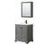 Wyndham WCS202030SGBC2UNSMED Deborah 30 Inch Single Bathroom Vanity in Dark Gray, Carrara Cultured Marble Countertop, Undermount Square Sink, Matte Black Trim, Medicine Cabinet