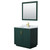 Wyndham WCF292936SGDCMUNSM34 Miranda 36 Inch Single Bathroom Vanity in Green, White Carrara Marble Countertop, Undermount Square Sink, Brushed Gold Trim, 34 Inch Mirror