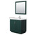 Wyndham WCF292936SGEC2UNSM34 Miranda 36 Inch Single Bathroom Vanity in Green, Carrara Cultured Marble Countertop, Undermount Square Sink, Brushed Nickel Trim, 34 Inch Mirror