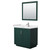 Wyndham WCF292936SGEWCUNSM34 Miranda 36 Inch Single Bathroom Vanity in Green, White Cultured Marble Countertop, Undermount Square Sink, Brushed Nickel Trim, 34 Inch Mirror