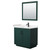 Wyndham WCF292936SGKC2UNSM34 Miranda 36 Inch Single Bathroom Vanity in Green, Carrara Cultured Marble Countertop, Undermount Square Sink, Matte Black Trim, 34 Inch Mirror