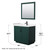 Wyndham WCF292936SGKC2UNSM34 Miranda 36 Inch Single Bathroom Vanity in Green, Carrara Cultured Marble Countertop, Undermount Square Sink, Matte Black Trim, 34 Inch Mirror