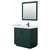 Wyndham WCF292936SGKWCUNSM34 Miranda 36 Inch Single Bathroom Vanity in Green, White Cultured Marble Countertop, Undermount Square Sink, Matte Black Trim, 34 Inch Mirror
