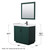 Wyndham WCF292936SGKWCUNSM34 Miranda 36 Inch Single Bathroom Vanity in Green, White Cultured Marble Countertop, Undermount Square Sink, Matte Black Trim, 34 Inch Mirror
