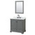 Wyndham WCS202036SGBCMUNOM24 Deborah 36 Inch Single Bathroom Vanity in Dark Gray, White Carrara Marble Countertop, Undermount Oval Sink, Matte Black Trim, 24 Inch Mirror