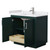 Wyndham WCF292936SGEWCUNSMXX Miranda 36 Inch Single Bathroom Vanity in Green, White Cultured Marble Countertop, Undermount Square Sink, Brushed Nickel Trim