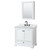 Wyndham WCS202036SWBCMUNOMED Deborah 36 Inch Single Bathroom Vanity in White, White Carrara Marble Countertop, Undermount Oval Sink, Matte Black Trim, Medicine Cabinet