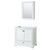 Wyndham WCS202036SWBCXSXXMED Deborah 36 Inch Single Bathroom Vanity in White, No Countertop, No Sink, Matte Black Trim, Medicine Cabinet