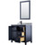 Wyndham WCV252536SBBCMUNSM24 Daria 36 Inch Single Bathroom Vanity in Dark Blue, White Carrara Marble Countertop, Undermount Square Sink, Matte Black Trim, 24 Inch Mirror