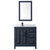 Wyndham WCV252536SBBCMUNSM24 Daria 36 Inch Single Bathroom Vanity in Dark Blue, White Carrara Marble Countertop, Undermount Square Sink, Matte Black Trim, 24 Inch Mirror