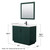 Wyndham WCF292942SGKC2UNSM34 Miranda 42 Inch Single Bathroom Vanity in Green, Carrara Cultured Marble Countertop, Undermount Square Sink, Matte Black Trim, 34 Inch Mirror
