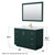 Wyndham WCF292948SGDCMUNSM46 Miranda 48 Inch Single Bathroom Vanity in Green, White Carrara Marble Countertop, Undermount Square Sink, Brushed Gold Trim, 46 Inch Mirror