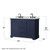 Wyndham WCV232348DBBCMUNOM46 Avery 48 Inch Double Bathroom Vanity in Dark Blue, White Carrara Marble Countertop, Undermount Oval Sinks, Matte Black Trim, 46 Inch Mirror