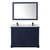 Wyndham WCV232348DBBCMUNSM46 Avery 48 Inch Double Bathroom Vanity in Dark Blue, White Carrara Marble Countertop, Undermount Square Sinks, Matte Black Trim, 46 Inch Mirror