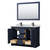 Wyndham WCV232348DBBCMUNSM46 Avery 48 Inch Double Bathroom Vanity in Dark Blue, White Carrara Marble Countertop, Undermount Square Sinks, Matte Black Trim, 46 Inch Mirror