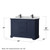 Wyndham WCV232348DBBCMUNSM46 Avery 48 Inch Double Bathroom Vanity in Dark Blue, White Carrara Marble Countertop, Undermount Square Sinks, Matte Black Trim, 46 Inch Mirror