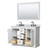 Wyndham WCV232348DWBCMUNOM46 Avery 48 Inch Double Bathroom Vanity in White, White Carrara Marble Countertop, Undermount Oval Sinks, Matte Black Trim, 46 Inch Mirror
