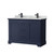Wyndham WCV232348DBBCMUNSMXX Avery 48 Inch Double Bathroom Vanity in Dark Blue, White Carrara Marble Countertop, Undermount Square Sinks, Matte Black Trim