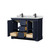 Wyndham WCV232348DBBCMUNSMXX Avery 48 Inch Double Bathroom Vanity in Dark Blue, White Carrara Marble Countertop, Undermount Square Sinks, Matte Black Trim