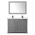 Wyndham WCV232348DGBC2UNSM46 Avery 48 Inch Double Bathroom Vanity in Dark Gray, Carrara Cultured Marble Countertop, Undermount Square Sinks, Matte Black Trim, 46 Inch Mirror