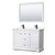 Wyndham WCV232348DWBC2UNSM46 Avery 48 Inch Double Bathroom Vanity in White, Carrara Cultured Marble Countertop, Undermount Square Sinks, Matte Black Trim, 46 Inch Mirror