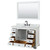 Wyndham WCS202048SWBCMUNOM46 Deborah 48 Inch Single Bathroom Vanity in White, White Carrara Marble Countertop, Undermount Oval Sink, Matte Black Trim, 46 Inch Mirror