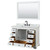 Wyndham WCS202048SWBCMUNSM46 Deborah 48 Inch Single Bathroom Vanity in White, White Carrara Marble Countertop, Undermount Square Sink, Matte Black Trim, 46 Inch Mirror