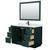 Wyndham WCF292954SGKCMUNSM46 Miranda 54 Inch Single Bathroom Vanity in Green, White Carrara Marble Countertop, Undermount Square Sink, Matte Black Trim, 46 Inch Mirror