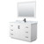 Wyndham WCF292954SWBCMUNSM46 Miranda 54 Inch Single Bathroom Vanity in White, White Carrara Marble Countertop, Undermount Square Sink, Matte Black Trim, 46 Inch Mirror