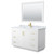 Wyndham WCF292954SWGCMUNSM46 Miranda 54 Inch Single Bathroom Vanity in White, White Carrara Marble Countertop, Undermount Square Sink, Brushed Gold Trim, 46 Inch Mirror