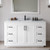Wyndham WCF292954SWBCMUNSMXX Miranda 54 Inch Single Bathroom Vanity in White, White Carrara Marble Countertop, Undermount Square Sink, Matte Black Trim