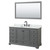Wyndham WCS202060SGBCMUNSM58 Deborah 60 Inch Single Bathroom Vanity in Dark Gray, White Carrara Marble Countertop, Undermount Square Sink, Matte Black Trim, 58 Inch Mirror