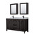 Wyndham WCV252560DEBCMUNSMED Daria 60 Inch Double Bathroom Vanity in Dark Espresso, White Carrara Marble Countertop, Undermount Square Sinks, Matte Black Trim, Medicine Cabinets