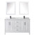 Wyndham WCV252560DWBCMUNSMED Daria 60 Inch Double Bathroom Vanity in White, White Carrara Marble Countertop, Undermount Square Sinks, Matte Black Trim, Medicine Cabinets
