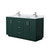 Wyndham WCF292960DGECMUNSMXX Miranda 60 Inch Double Bathroom Vanity in Green, White Carrara Marble Countertop, Undermount Square Sinks, Brushed Nickel Trim
