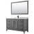 Wyndham WCV252560SGBCMUNSM58 Daria 60 Inch Single Bathroom Vanity in Dark Gray, White Carrara Marble Countertop, Undermount Square Sink, Matte Black Trim, 58 Inch Mirror