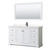 Wyndham WCV232360SWBC2UNSM58 Avery 60 Inch Single Bathroom Vanity in White, Carrara Cultured Marble Countertop, Undermount Square Sink, Matte Black Trim, 58 Inch Mirror