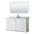 Wyndham WCV232360SWBCMUNOM58 Avery 60 Inch Single Bathroom Vanity in White, White Carrara Marble Countertop, Undermount Oval Sink, Matte Black Trim, 58 Inch Mirror