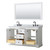 Wyndham WCV232360DWBCMUNOM58 Avery 60 Inch Double Bathroom Vanity in White, White Carrara Marble Countertop, Undermount Oval Sinks, Matte Black Trim, 58 Inch Mirror