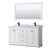 Wyndham WCV232360DWBCMUNSM58 Avery 60 Inch Double Bathroom Vanity in White, White Carrara Marble Countertop, Undermount Square Sinks, Matte Black Trim, 58 Inch Mirror