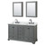 Wyndham WCS202060DGBCMUNSMED Deborah 60 Inch Double Bathroom Vanity in Dark Gray, White Carrara Marble Countertop, Undermount Square Sinks, Matte Black Trim, Medicine Cabinets
