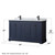 Wyndham WCV232360DBBCMUNSMXX Avery 60 Inch Double Bathroom Vanity in Dark Blue, White Carrara Marble Countertop, Undermount Square Sinks, Matte Black Trim