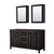 Wyndham WCV252560DEBCXSXXMED Daria 60 Inch Double Bathroom Vanity in Dark Espresso, No Countertop, No Sink, Matte Black Trim, Medicine Cabinets