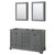 Wyndham WCS202060DGBCXSXXMED Deborah 60 Inch Double Bathroom Vanity in Dark Gray, No Countertop, No Sinks, Matte Black Trim, Medicine Cabinets