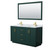 Wyndham WCF292960DGDCMUNSM58 Miranda 60 Inch Double Bathroom Vanity in Green, White Carrara Marble Countertop, Undermount Square Sinks, Brushed Gold Trim, 58 Inch Mirror