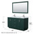 Wyndham WCF292960DGECMUNSM58 Miranda 60 Inch Double Bathroom Vanity in Green, White Carrara Marble Countertop, Undermount Square Sinks, Brushed Nickel Trim, 58 Inch Mirror