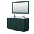 Wyndham WCF292960DGKCMUNSM58 Miranda 60 Inch Double Bathroom Vanity in Green, White Carrara Marble Countertop, Undermount Square Sinks, Matte Black Trim, 58 Inch Mirror